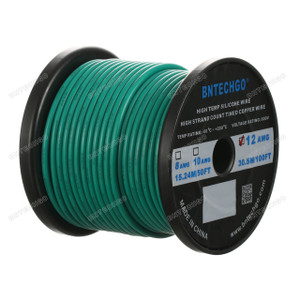 12 Gauge Silicone Wire Spool Green 100 feet Ultra Flexible High Temp 200 deg C 12 Gauge Silicone Wire Spool Green 100 feet Ultra Flexible High Temp 200 deg C
