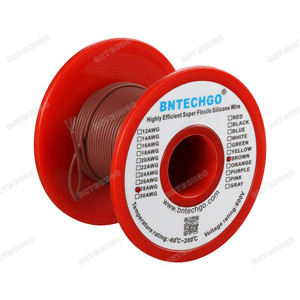 28 Gauge Silicone Wire 100 Feet Brown Soft and Flexible 28 Gauge Silicone Wire 100 Feet Brown Soft and Flexible