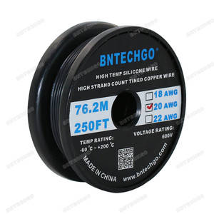 20 Gauge Silicone Wire Spool Black 250 feet Ultra Flexible 20 Gauge Silicone Wire Spool Black 250 feet Ultra Flexible