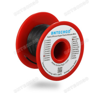 BNTECHGO 26 Gauge Silicone Wire Spool, Black, 100 feet, Ultra Flexible, High Temp 200°C, 600V, 26 AWG Silicone Rubber Wire with 30 Strands of Tinned Copper Wire, Stranded Wire for Model Battery BNTECHGO 26 Gauge Silicone Wire Spool, Black, 100 feet, Ultra Flexible, High Temp 200°C, 600V, 26 AWG Silicone Rubber Wire with 30 Strands of Tinned Copper Wire, Stranded Wire for Model Battery