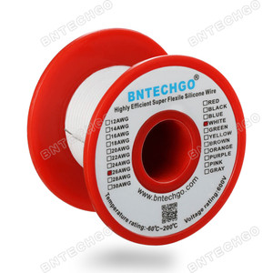 26 Gauge Silicone Wire Spool White 100 feet Ultra Flexible