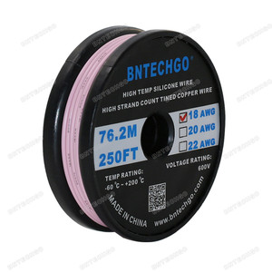 18 Gauge Silicone Wire Spool Pink 250 feet Ultra Flexible