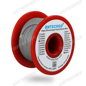 18 Gauge Silicone Wire Spool Gray 50 feet Ultra Flexible 18 Gauge Silicone Wire Spool Gray 50 feet Ultra Flexible