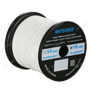 16 Gauge Silicone Wire Spool White 250 feet Ultra Flexible