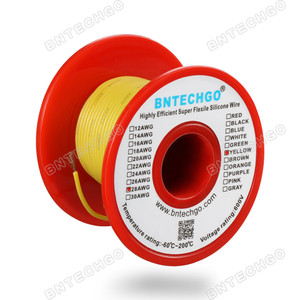 28 Gauge Silicone Wire 100 Feet Yellow Soft and Flexible