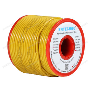 BNTECHGO 22 AWG 1007 Electric wire Solid Tinned Copper Wire Yellow 100 ft Per Reel For DIY BNTECHGO 22 AWG 1007 Electric wire Solid Tinned Copper Wire Yellow 100 ft Per Reel For DIY