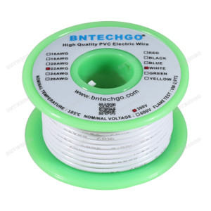 BNTECHGO 22 AWG 1007 Electric wire Solid Tinned Copper Wire White 50 ft Per Reel For DIY BNTECHGO 22 AWG 1007 Electric wire Solid Tinned Copper Wire White 50 ft Per Reel For DIY