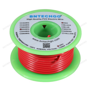 BNTECHGO 22 AWG 1007 Electric wire Solid Tinned Copper Wire Red 25 ft Per Reel For DIY BNTECHGO 22 AWG 1007 Electric wire Solid Tinned Copper Wire Red 25 ft Per Reel For DIY