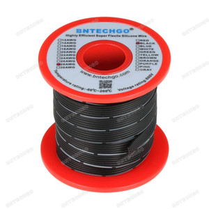28 AWG Flexible Soft Silicone Rubber Parallel Wire Strand Wire High Temp 200 deg C 600V 6 Pin Black 25 ft 28 AWG Flexible Soft Silicone Rubber Parallel Wire Strand Wire High Temp 200 deg C 600V 6 Pin Black 25 ft