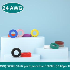 24 AWG Silicone Wire Stranded Tinned Copper Wire 1 Feet [ 11 colors Optional ]