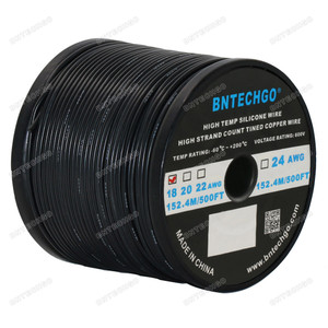 18 Gauge Silicone Wire Spool Black 500 feet Ultra Flexible 18 Gauge Silicone Wire Spool Black 500 feet Ultra Flexible