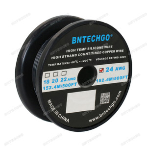 24 Gauge Silicone Wire Spool Black 500 feet Ultra Flexible 24 Gauge Silicone Wire Spool Black 500 feet Ultra Flexible