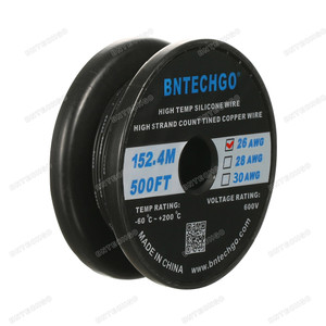 26 Gauge Silicone Wire Spool Black 500 feet Ultra Flexible 26 Gauge Silicone Wire Spool Black 500 feet Ultra Flexible