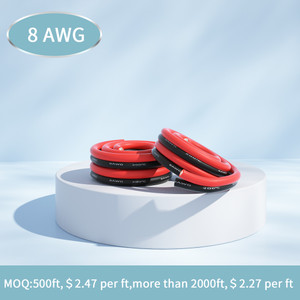 8 Gauge Flexible 2 Conductor Parallel Silicone Wire Stranded Tinned Copper Wire 1 Feet