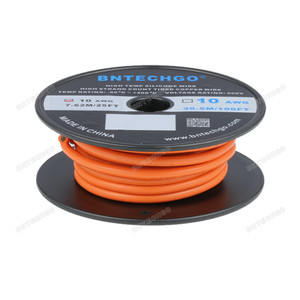 BNTECHGO 10 Gauge Silicone Wire Spool, Orange, 25 feet, Ultra Flexible, High Temp 200°C, 600V, 10 AWG Silicone Rubber Wire with 1050 Strands of Tinned Copper Wire, Stranded Wire for Model Battery BNTECHGO 10 Gauge Silicone Wire Spool, Orange, 25 feet, Ultra Flexible, High Temp 200°C, 600V, 10 AWG Silicone Rubber Wire with 1050 Strands of Tinned Copper Wire, Stranded Wire for Model Battery
