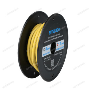 BNTECHGO 10 Gauge Silicone Wire Spool, Yellow, 50 feet, Ultra Flexible, High Temp 200°C, 600V, 10 AWG Silicone Rubber Wire with 1050 Strands of Tinned Copper Wire, Stranded Wire for Model Battery BNTECHGO 10 Gauge Silicone Wire Spool, Yellow, 50 feet, Ultra Flexible, High Temp 200°C, 600V, 10 AWG Silicone Rubber Wire with 1050 Strands of Tinned Copper Wire, Stranded Wire for Model Battery