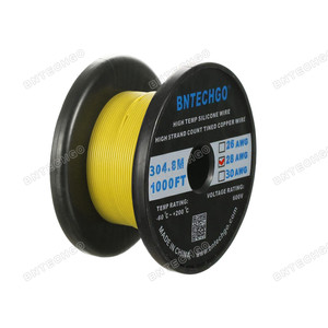28 gauge silicone  wire 1000 feet yellow soft and flexible
