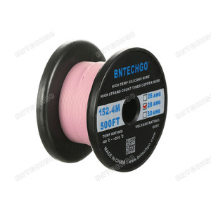 28 Gauge Silicone Wire 500 Feet pink Soft and Flexible 28 Gauge Silicone Wire 500 Feet pink Soft and Flexible