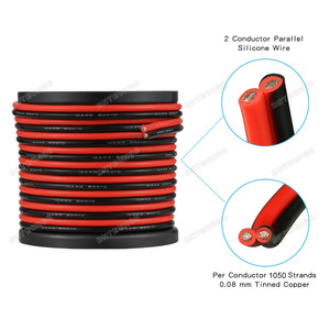 10 Gauge Flexible 2 Conductor Parallel Silicone Wire Spool Red Black