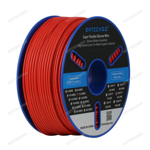 BNTECHGO 12 Gauge Silicone Wire Spool, Red, 500 feet, Ultra Flexible, High Temp 200°C, 600V, 12 AWG Silicone Rubber Wire with 680 Strands of Tinned Copper Wire, Stranded Wire for Model Battery BNTECHGO 12 Gauge Silicone Wire Spool, Red, 500 feet, Ultra Flexible, High Temp 200°C, 600V, 12 AWG Silicone Rubber Wire with 680 Strands of Tinned Copper Wire, Stranded Wire for Model Battery