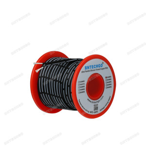 22 gauge black 2 pin silicone ribbon copper wire Black 50 ft High quality ultra flexible soft. 22 gauge black 2 pin silicone ribbon copper wire Black 50 ft High quality ultra flexible soft.