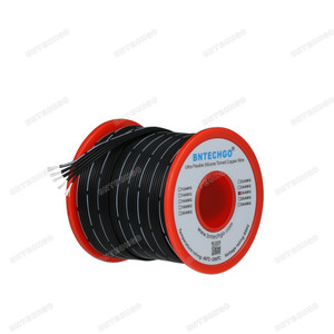 26 gauge black 5 pin silicone ribbon copper wire Black 25 ft High quality ultra flexible soft.