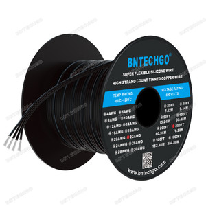 BNTECHGO 22 Gauge Silicone Ribbon Cable Copper Wire 4P Black BNTECHGO 22 Gauge Silicone Ribbon Cable Copper Wire 4P Black