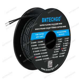 BNTECHGO 24 Gauge Silicone Ribbon Cable Copper Wire 2P Black BNTECHGO 24 Gauge Silicone Ribbon Cable Copper Wire 2P Black