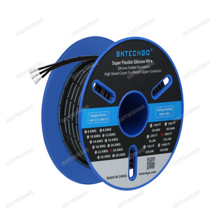 BNTECHGO 24 Gauge Silicone Ribbon Cable Copper Wire 3P Black BNTECHGO 24 Gauge Silicone Ribbon Cable Copper Wire 3P Black