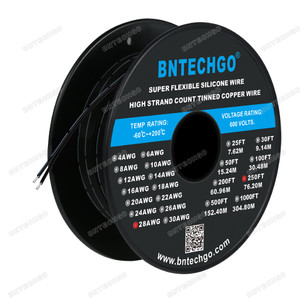 BNTECHGO 28 Gauge Silicone Ribbon Cable Copper Wire 2P Black BNTECHGO 28 Gauge Silicone Ribbon Cable Copper Wire 2P Black