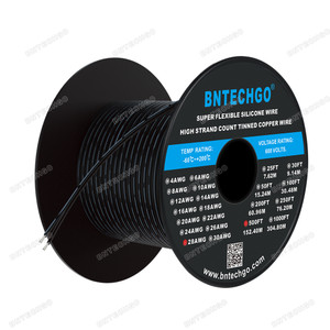 BNTECHGO 28 Gauge Silicone Ribbon Cable Copper Wire 2P Black BNTECHGO 28 Gauge Silicone Ribbon Cable Copper Wire 2P Black