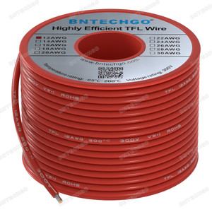 12AWG FEP Teflon Coated Tin-Plated Copper Wire in Red 25 ft 12AWG FEP Teflon Coated Tin-Plated Copper Wire in Red 25 ft