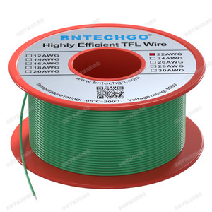 BNTECHGO 22AWG FEP Teflon Coated Tin-Plated Copper Wire in Green 50 ft BNTECHGO 22AWG FEP Teflon Coated Tin-Plated Copper Wire in Green 50 ft