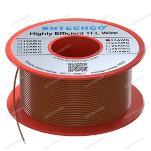 BNTECHGO 22AWG FEP Teflon Coated Tin-Plated Copper Wire in Orange 50 ft BNTECHGO 22AWG FEP Teflon Coated Tin-Plated Copper Wire in Orange 50 ft