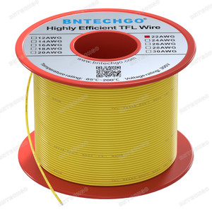 BNTECHGO 22AWG FEP Teflon Coated Tin-Plated Copper Wire in Yellow 100 ft BNTECHGO 22AWG FEP Teflon Coated Tin-Plated Copper Wire in Yellow 100 ft