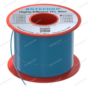 BNTECHGO 22AWG FEP Teflon Coated Tin-Plated Copper Wire in Blue 100 ft BNTECHGO 22AWG FEP Teflon Coated Tin-Plated Copper Wire in Blue 100 ft