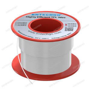 BNTECHGO 28AWG FEP Teflon Coated Tin-Plated Copper Wire in White 50 ft BNTECHGO 28AWG FEP Teflon Coated Tin-Plated Copper Wire in White 50 ft