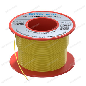 BNTECHGO 28AWG FEP Teflon Coated Tin-Plated Copper Wire in Yellow 100 ft BNTECHGO 28AWG FEP Teflon Coated Tin-Plated Copper Wire in Yellow 100 ft