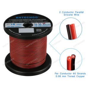 22 Gauge Flexible 2 Conductor Parallel Silicone Wire Spool Red Black 22 Gauge Flexible 2 Conductor Parallel Silicone Wire Spool Red Black
