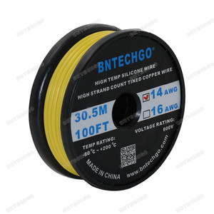 14 Gauge Silicone Wire Spool Yellow 100 feet Ultra Flexible