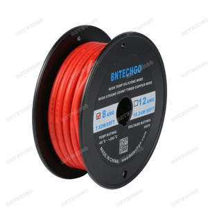 BNTECHGO 8 Gauge Silicone Wire Spool, Red, 25 feet, Ultra Flexible, High Temp 200°C, 600V, 8 AWG Silicone Rubber Wire with 1650 Strands of Tinned Copper Wire, Stranded Wire for Model Battery BNTECHGO 8 Gauge Silicone Wire Spool, Red, 25 feet, Ultra Flexible, High Temp 200°C, 600V, 8 AWG Silicone Rubber Wire with 1650 Strands of Tinned Copper Wire, Stranded Wire for Model Battery
