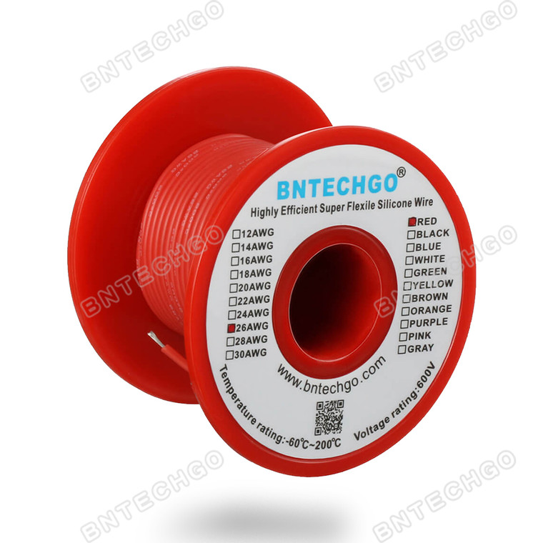 26 Gauge Silicone Wire Spool Red 100 feet Ultra Flexible