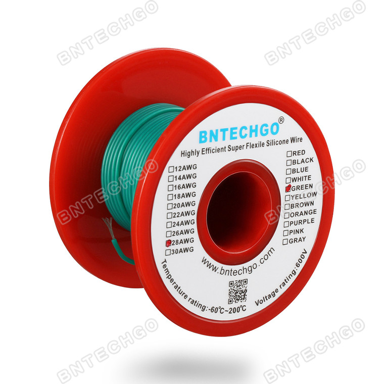 28 Gauge Silicone Wire 100 Feet Green Soft and Flexible