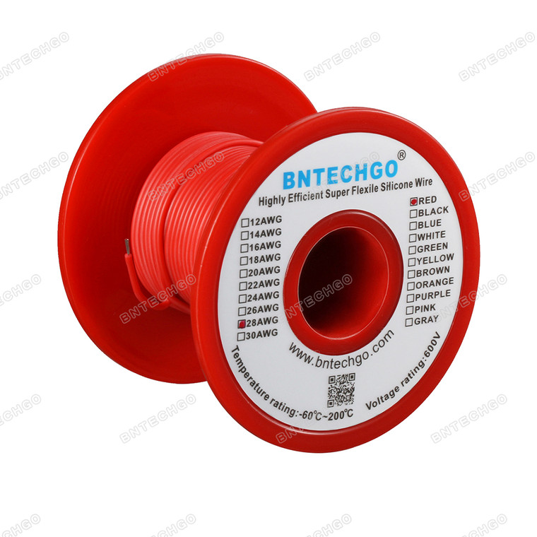 28 Gauge Silicone Wire 100 Feet Red Soft and Flexible