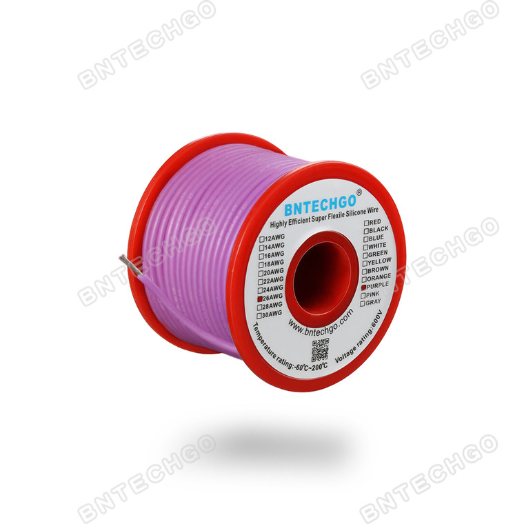 26 Gauge Silicone Wire Spool Purple 50 feet Ultra Flexible High Temp 200 deg C