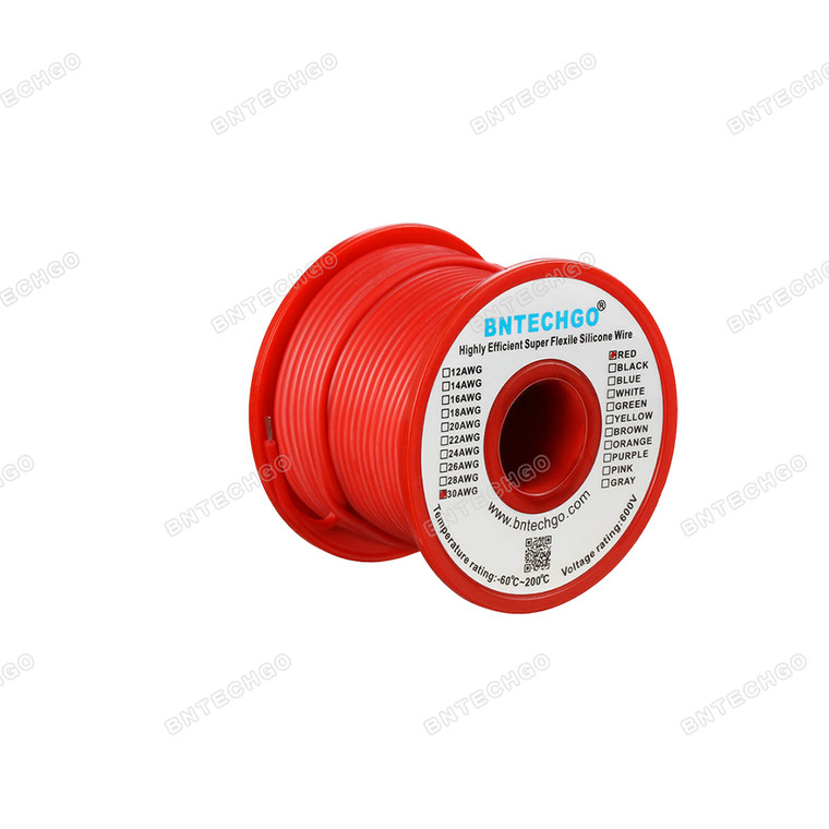 30 Gauge Silicone Wire Spool Red 50 feet Ultra Flexible