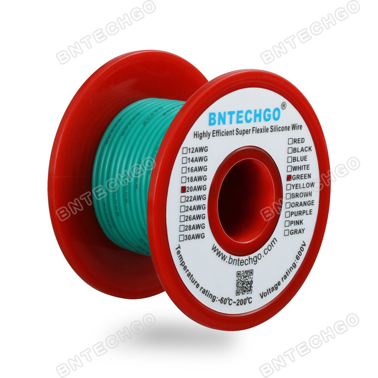 20 Gauge Silicone Wire Spool Green 50 feet Ultra Flexible