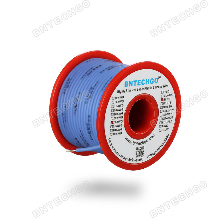 24 Gauge Silicone Wire Spool Blue 50 feet Ultra Flexible