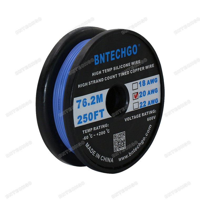 20 Gauge Silicone Wire Spool Blue 250 feet Ultra Flexible