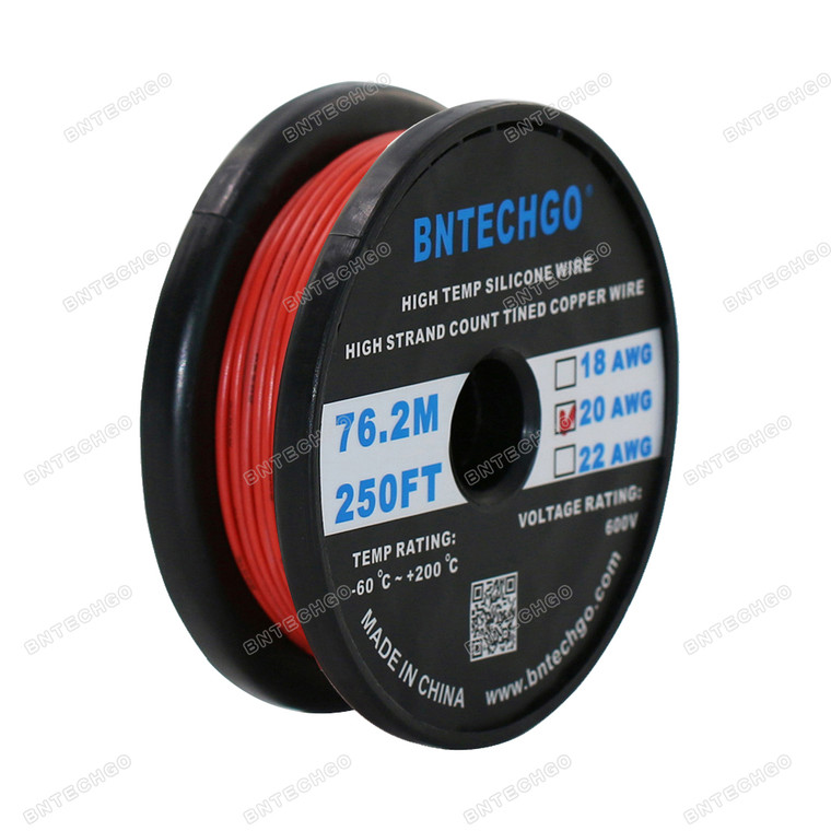 20 Gauge Silicone Wire Spool Red 250 feet Ultra Flexible